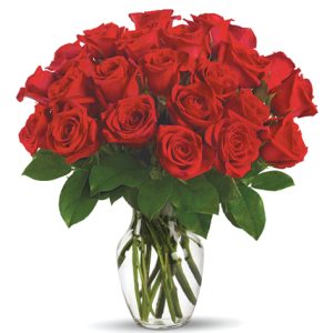 Send a message that's sure to get noticed with two dozen beautiful roses designed and delivered in a tasteful glass vase. Exceptional! Available in your choice of colors. Florist delivery in the USA and Canada.