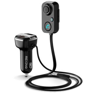 Dual USB | Quick Charge 3.0 | Enhanced Bass | AUX 3.5mm Car Kit w/ Car Stereo Microphone for Hands-Free Calling | Siri&Google Assistant