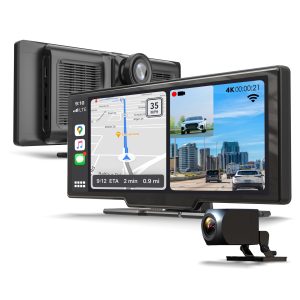 Multimedia Receiver W/ Built-In Dual Dash Cam System | 4K UHD Front Camera | Full HD Rear Back-up Camera | 10.26” LCD Touchscreen | Touch Control |Wireless Apple CarPlay | Android Auto Receiver | Wireless Connectivity | 170° Wide | Parking Mode | Night Vision | Bluetooth | FREE 78W Car Charger + 32GB Memory card 