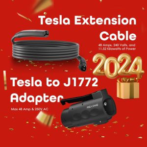 Rexing 48A Tesla Extension Cord | Rexing Tesla to J1772 Charging Adapter