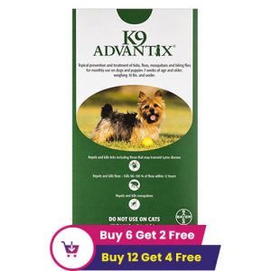 K9 Advantix Small Dogs/Pups 1-10 Lbs (Green) 12 Doses + 4 Free