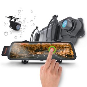 10" IPS Touch Screen | Wide Angle | Streaming Media | Recorder DVR with Rear Camera | G-Sensor | Loop Recording | Backup Camera | Supports up to 256GB Max