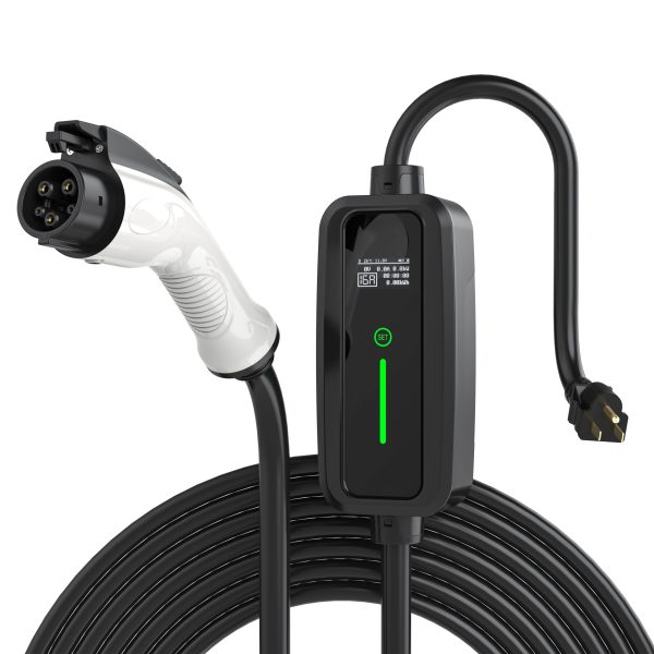 J1772 | 16A | 110V | NEMA 5-15 Plug | 17 ft Extension | LED Indicator | Over-heat Over-volt Protection | User-friendly Interface | Real-time Charging Updates