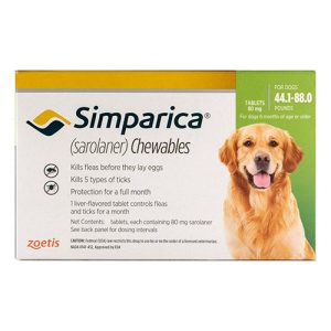 Simparica Oral Flea & Tick Preventive For Dogs 44.1-88 Lbs (Green) 3 Doses