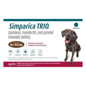 Simparica Trio For Dogs 88.1-132 Lbs (Red) 12 Chews