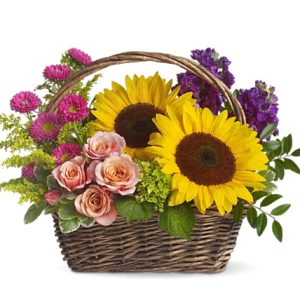 Celebrate any summer occasion or gathering with this festive bouquet of fresh sunflowers