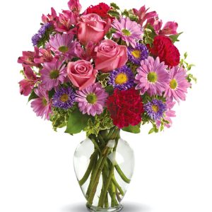 Warm someone's heart with this pretty vased bouquet in soft pink