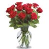 One dozen beautiful roses tastefully designed with fresh foliage in a quality glass vase and delivered fresh by our network of professional local florists. Available in most areas in red