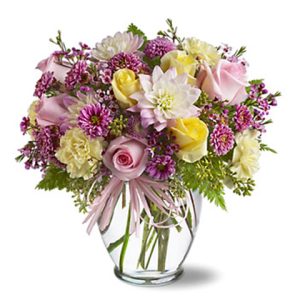 A lovely bouquet of garden-fresh blooms with pretty lavender