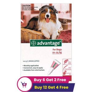 Advantage Large Dogs 21-55lbs (Red) 12 Doses + 4 Free