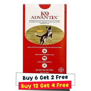 K9 Advantix Large Dogs 21-55 Lbs (Red) 12 Doses + 4 Free