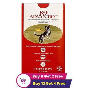 K9 Advantix Large Dogs 21-55 Lbs (Red) 12 Doses + 4 Free