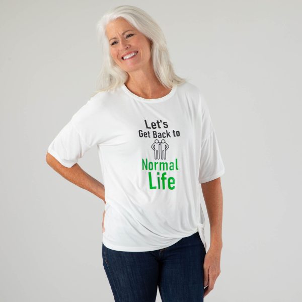 Let's Get Back Dolman Front Twist T-Shirt - White - S