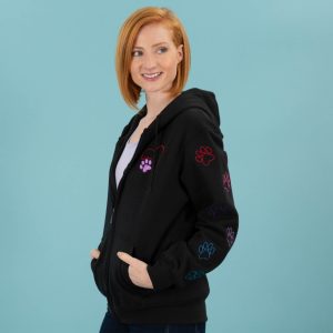 Walking Paws Zip Hoodie - Black - S