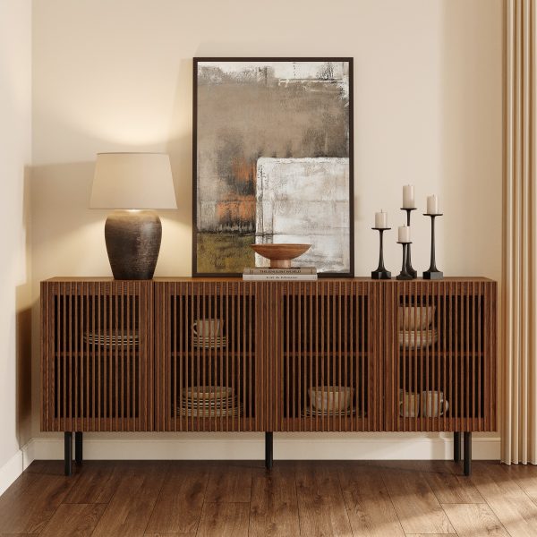 and metal legs. The sideboard is perfect for any space. Elevate your storage today! color:Brown