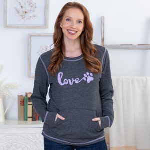 Love Paw Thermal Long Sleeve Top - Gray - S