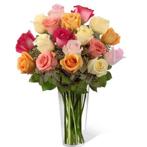 A gorgeous collection of eighteen premium roses