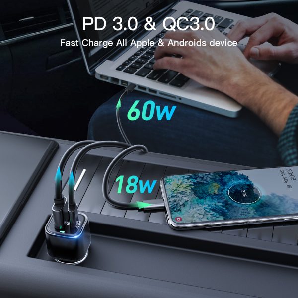 REXING JETSPEED Black 78W PowerDelivery+ USB-C/USB Car Charger - Image 5