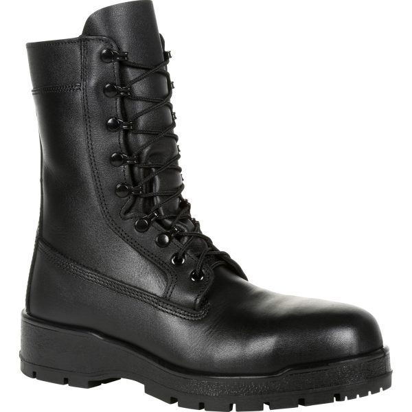 The U.S. Navy inspired entry level hot weather black steel toe Military boot is a great Berry Compliant option for warm arid environments. With features like a cushion shock absorbing midsole