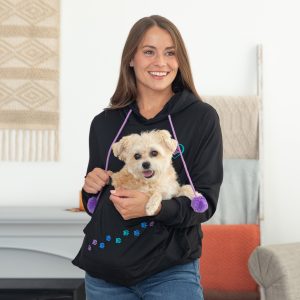 Purple Paw Pet Pouch Hooded Sweatshirt - Black - S