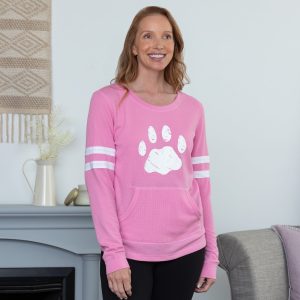 Paw Stripe Thermal Long Sleeve Top - Pink - S