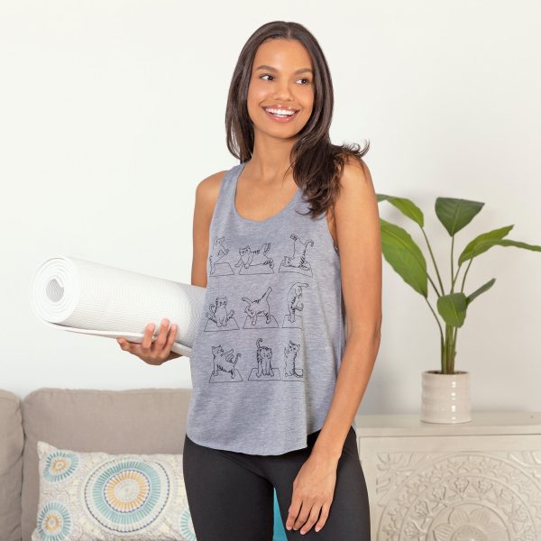 Women's Animal Yoga Pose Tank Top - Cat - S