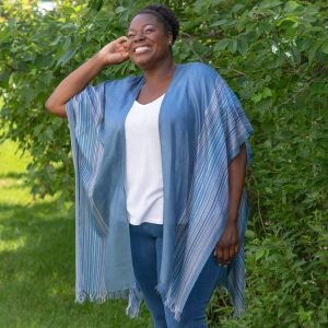 Handwoven Kimono Cover-Up | Fair Trade - Blue Pastel