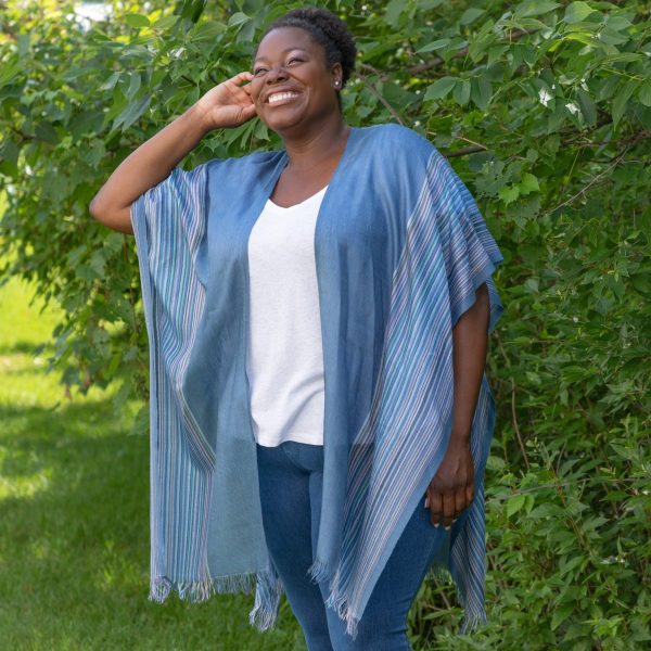 Handwoven Kimono Cover-Up | Fair Trade - Blue Pastel