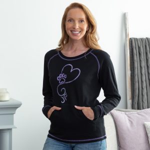 Rainbow Stitch Paw Thermal Long Sleeve Top - Purple Foil - S