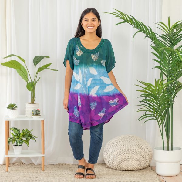 Butterfly Garden Short Sleeve Tunic - OSFM