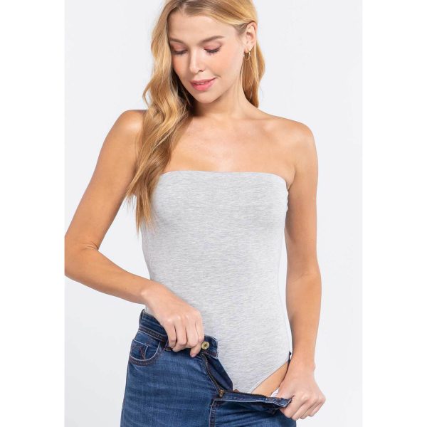 Women's Bandeau Bodysuit - Light Gray - S