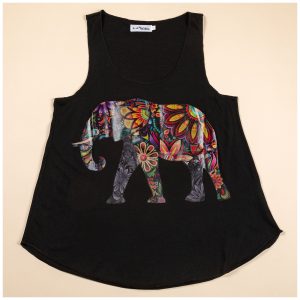 Colorful Elephant Tank Top - Black - S