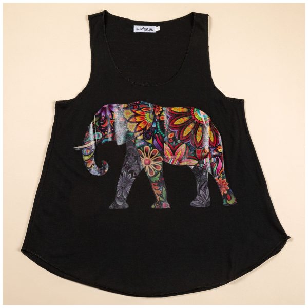 Colorful Elephant Tank Top - Black - S