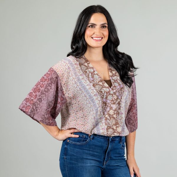 Border Print Wrap Blouse - S