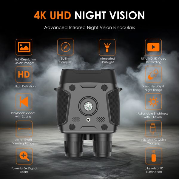 enabling detailed observation in complete darkness. 	Integrated Digital Compass – Navigate and orient yourself in the wilderness with the built-in digital compass