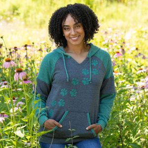 Women's Walking Paws Hooded Burnout Sweatshirt - Green - S