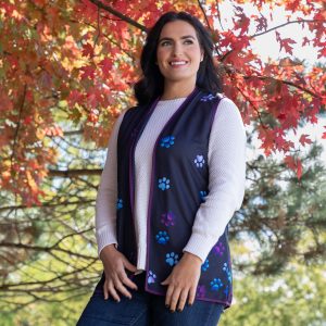 Paw Print Thick Knit Vest - Black - S/M