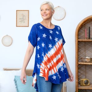Diagonal Stars & Stripes Short Sleeve Tunic - OSFM