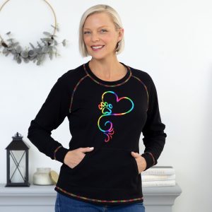 Rainbow Stitch Paw Thermal Long Sleeve Top - Rainbow Foil - S
