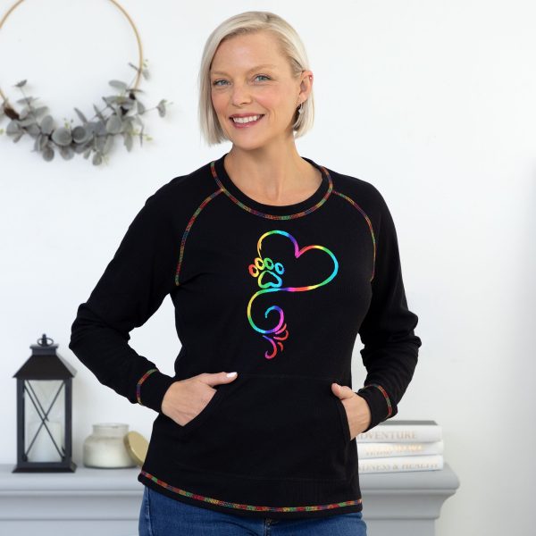 Rainbow Stitch Paw Thermal Long Sleeve Top - Rainbow Foil - S