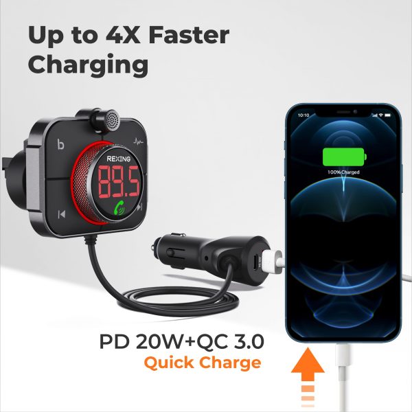 Rexing FMT2 FM Transmitter Car Charger w/Bluetooth 5.0 - Image 4