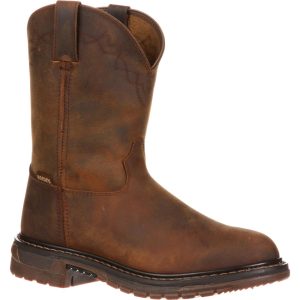 <p>The Rocky Original Ride Roper Western Boot is always going to be your go-to round toe boot. It has the reliability and comfort you hope for and a classic look that will never go out of style.</p><p>The finest full-grain leather upper and double row welt stitch is quality that you can see and feel. Its all-around welt construction boasts durability.</p><p>An Eight-Layer Rocky Ride Comfort System ensures that your feet will receive the cushioning and support they need to go from day-to-night. They have a removable dual-density polyurethane ride footbed with heel stabilizer to make sure that every step is solid.</p><p>Plus