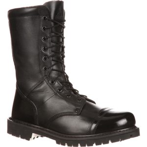 <p>The exterior on this Rocky Men&apos;s Jump Boot has an adequate amount of durability and ruggedness so that it is able withstand the most unforgiving working conditions. The upper has been built from premium full-grain black leather. These 10-inch public service boots have a side zipper that aids in getting them on/off rapidly. In addition to these features