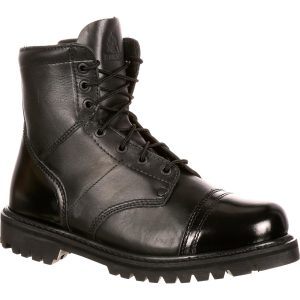 <p>This Rocky Men&apos;s Jump Boot was built with full-grain leather; its black hue looks sharp and will correspond nicely with your uniform. The polishable toe is a nice feature to have on these public service boots because it allows you to keep the footwear looking great. While these boots have a lace-up design that lets you to adjust the tightness or looseness of the fit