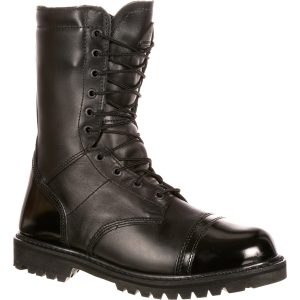 <p>The upper of these 10-inch Rocky Paratrooper boots is constructed from genuine full-grain leather. A smooth leather toe cap and heel have been added