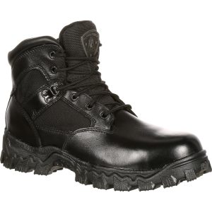 <p>RockyÂ® Alpha Force Waterproof <b>Public Service Boots</b> are made with black full-grain leather and 1000-denier nylon fabric. These lightweight
