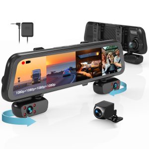 4 Channel | 12” IPS Touch Screen | 1080p All Around | 170° Angle | Stream Media | Auto-Backup camera for Car