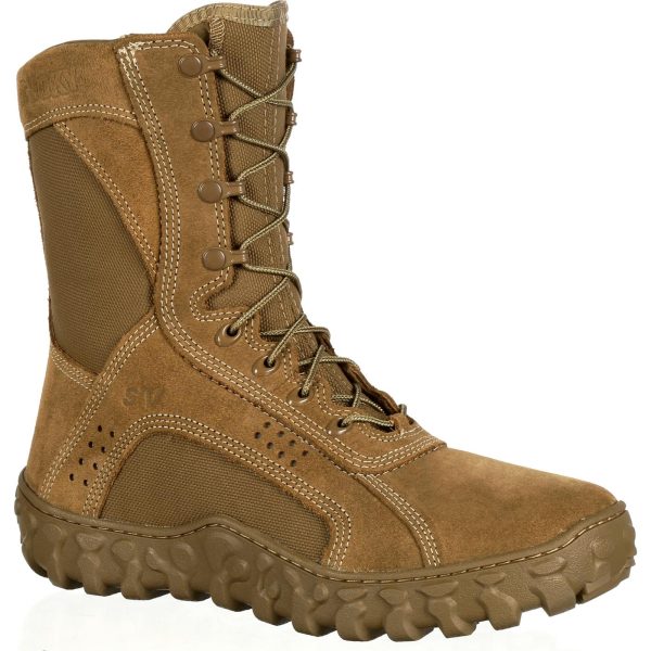 The RockyÂ® S2V Tactical Military Boot is a Berry Compliant Coyote Brown boot that stands up to tough conditions and is comfortable to wear.This uniform-compliant boot is approved for wear with all applicable  Operational Camouflage Pattern  variations.Made of flash-resistant