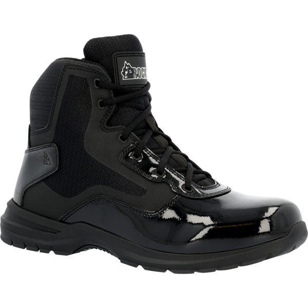This is a six-inch boot with a heavy-duty YKK side zipper with Velcro closure for quick on and off. The RockyÂ® Air-Portâ¢ footbed provides comfort and the fiberglass shank offers added durability.A high gloss toe gives this innovative boot a professional look. The cement construction makes it light and flexible and its oil and slip resistant rubber outsole allows you to perform in many environments without hesitation.This boot is versatile for any call during your shift with an athletic and professional look.