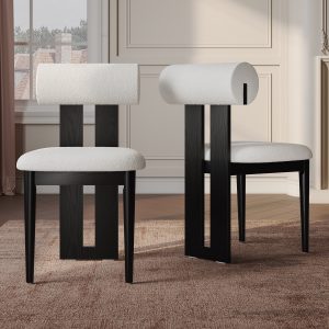 Experience ultimate comfort with our mid-century modern boucle dining chair. The soft
